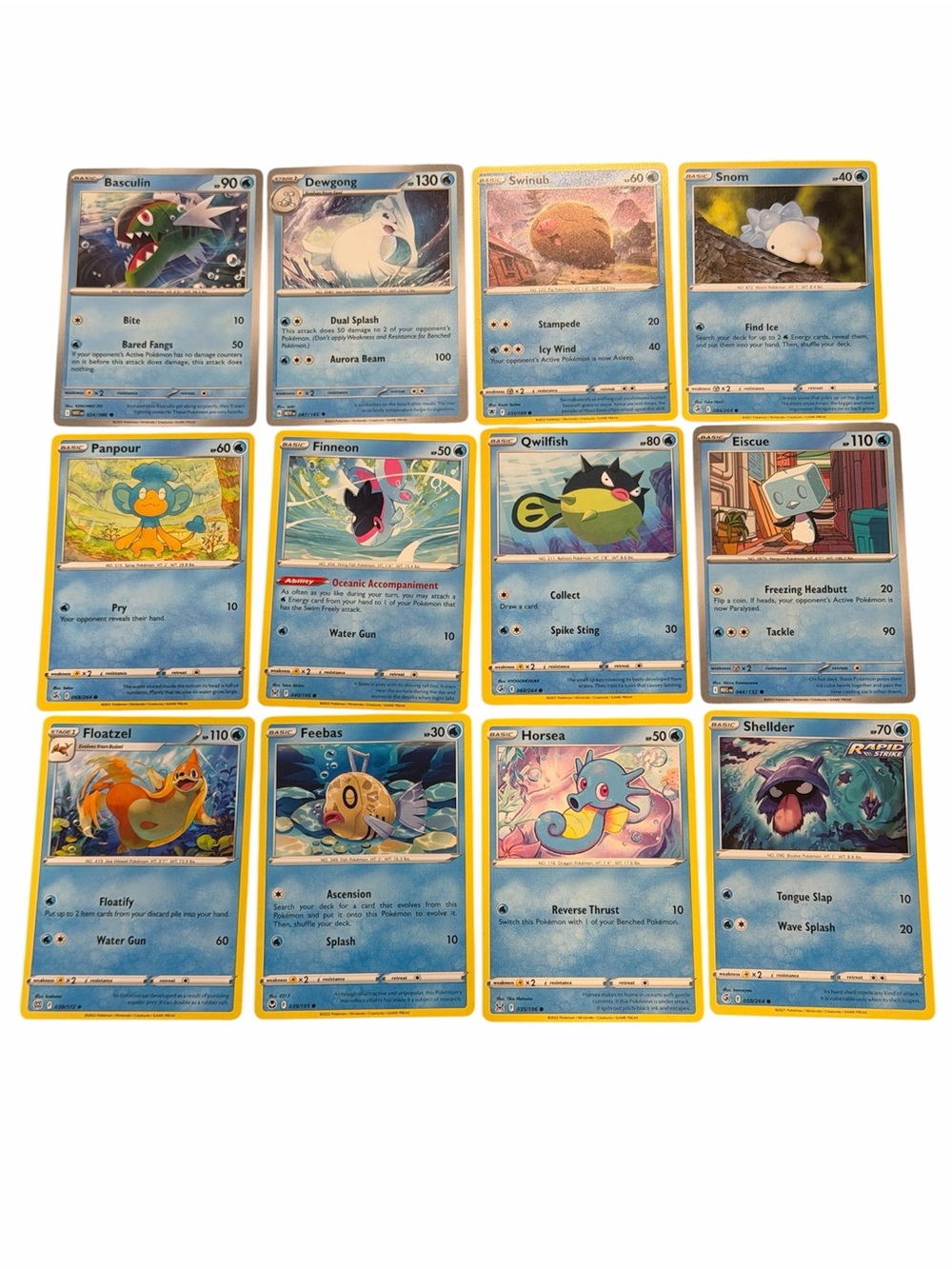 Lot of 12 water type Pokemon cards